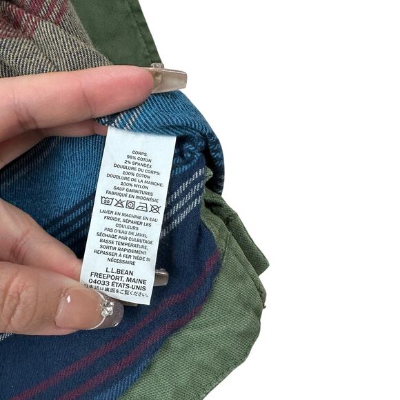 L.L.Bean Women’s Army Green Utility Denim Jacket Cargo Pocket Field Coat M - Picture 3 of 9